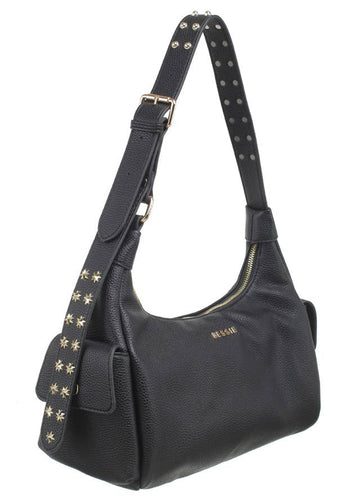 STUDDED CARGO SHOULDER BAG: Black