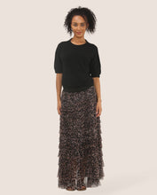 Load image into Gallery viewer, Leopard Tulle Layered Maxi Skirt: Black