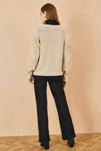 Load image into Gallery viewer, Yumi Beige Edge to Edge Cardigan With Flower Detail Sleeves: Beige
