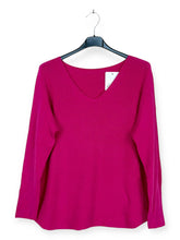 Load image into Gallery viewer, AH 2208 - Long-Sleeve V-Neck Sweater: Fuschia