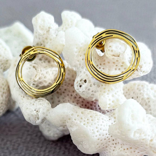 Gold Wavy Eternity Studs