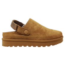 Load image into Gallery viewer, Ladies&#39; Flat Suede Clog with Multi-Way Strap: Camel