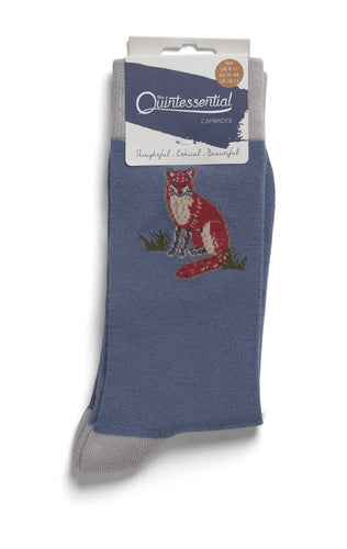 Mens Socks - Fox Blue: Blue / Animal