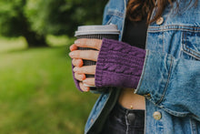 Load image into Gallery viewer, Cosy Fingerless Cable Knit Gloves – Warm &amp; Stylish : Purple