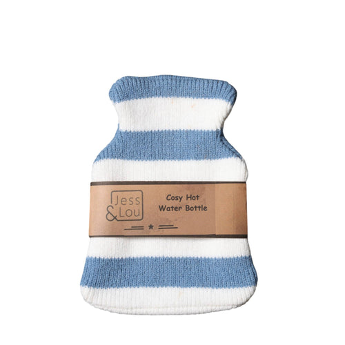 Cornflower & White Stripe Mini Hot Water Bottle CC111