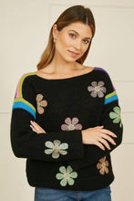 Load image into Gallery viewer, Yumi Black Crochet Flower Jumper: Black