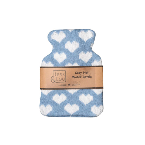 Cornflower & White Hearts Mini Hot Water Bottle CC101