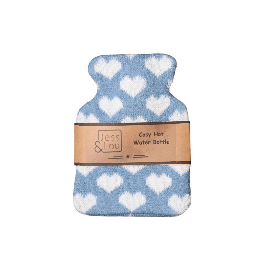 Cornflower & White Hearts Mini Hot Water Bottle CC101