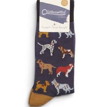 Load image into Gallery viewer, Mens Socks - Dogs Navy: Navy / Design