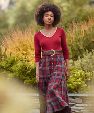 Load image into Gallery viewer, Joe Browns Bonnie Button Front Check Maxi Skirt