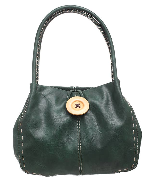 BESSIE CLASSIC BUTTON BAG: SEAWEED