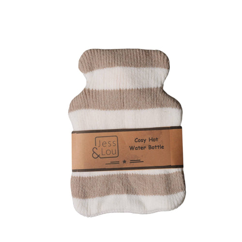 Taupe & White Stripe Mini Hot Water Bottle CC112