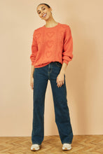 Load image into Gallery viewer, Yumi Orange Heart Knit Relaxed Jumper: Orange / S/M