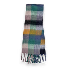 Load image into Gallery viewer, Fluffy Check Print Winter Scarf: Seagreen