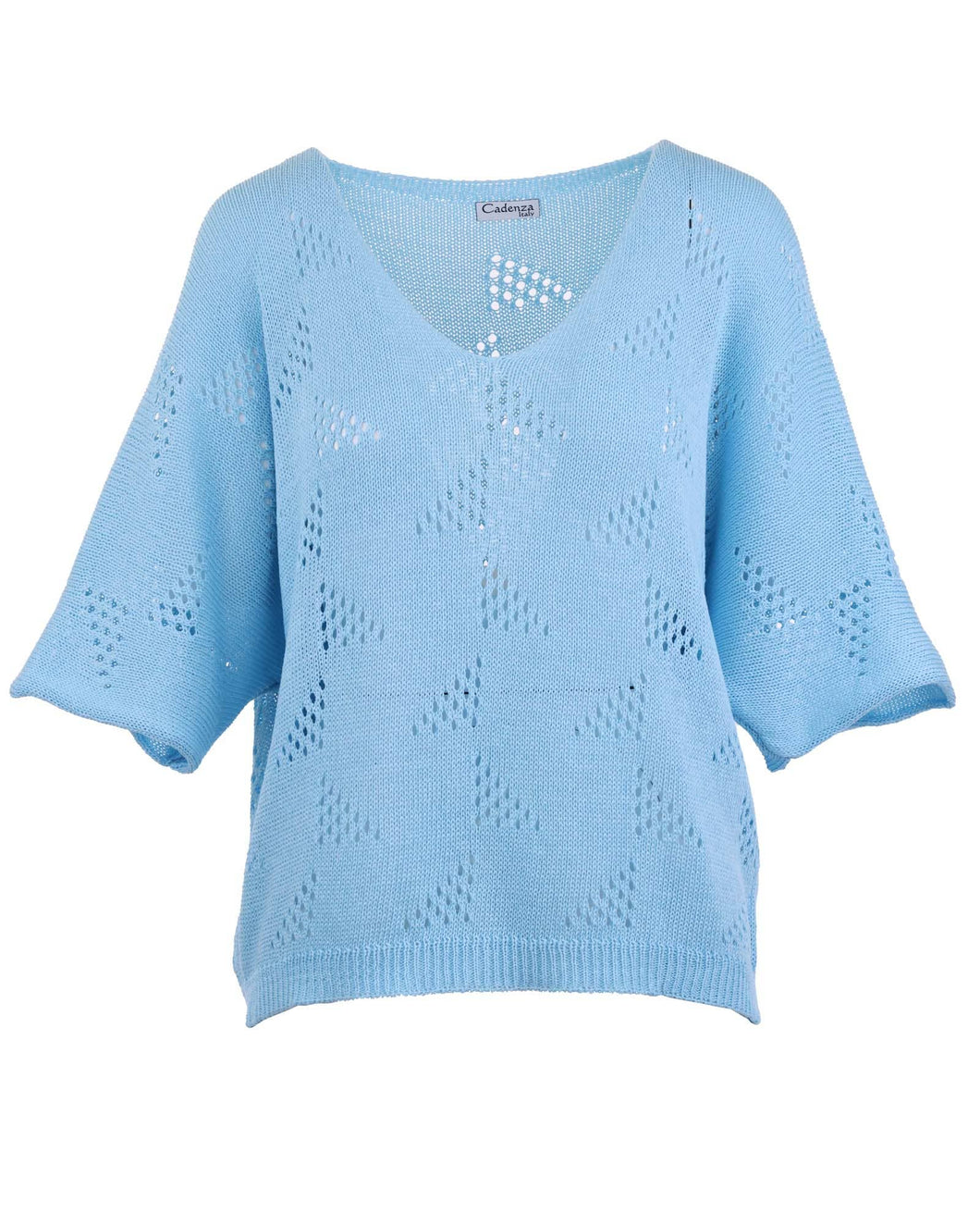 Cotton Blend Patterned Tunic: Turquoise