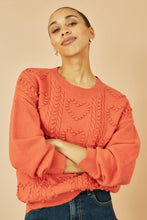 Load image into Gallery viewer, Yumi Orange Heart Knit Relaxed Jumper: Orange / S/M