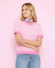 Load image into Gallery viewer, Striped short-sleeve sweater in soft knit– One size