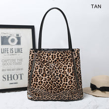 Load image into Gallery viewer, Leopard Print Patent Tote Bag: TAN