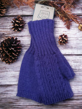 Load image into Gallery viewer, Cosy Fingerless Cable Knit Gloves – Warm &amp; Stylish : Purple
