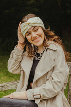 Load image into Gallery viewer, Cosy Cable Knit Knot Front Headband: Cream / Cable knit loop
