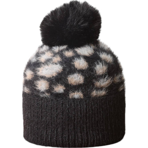 Black Leopard Fluffy Bobble Hat HL871
