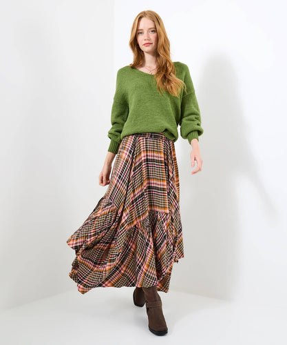 Joe Browns Romantic Check Dippy Hem Skirt: Multi