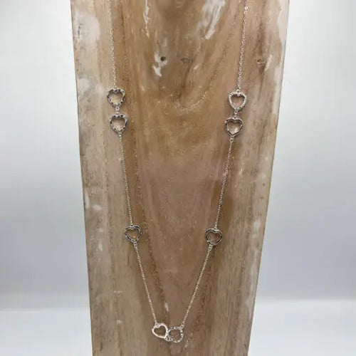 Cascading Silver Heart Necklace
