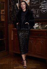 Load image into Gallery viewer, Sequin Midi Skirt In Black