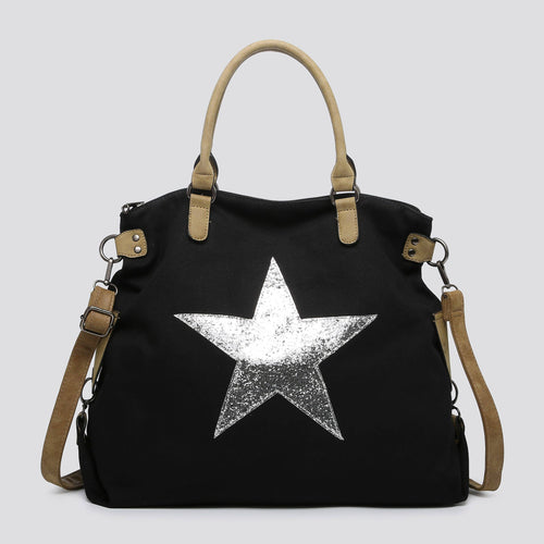 2253 Large Canvas Star Bags: BLACK