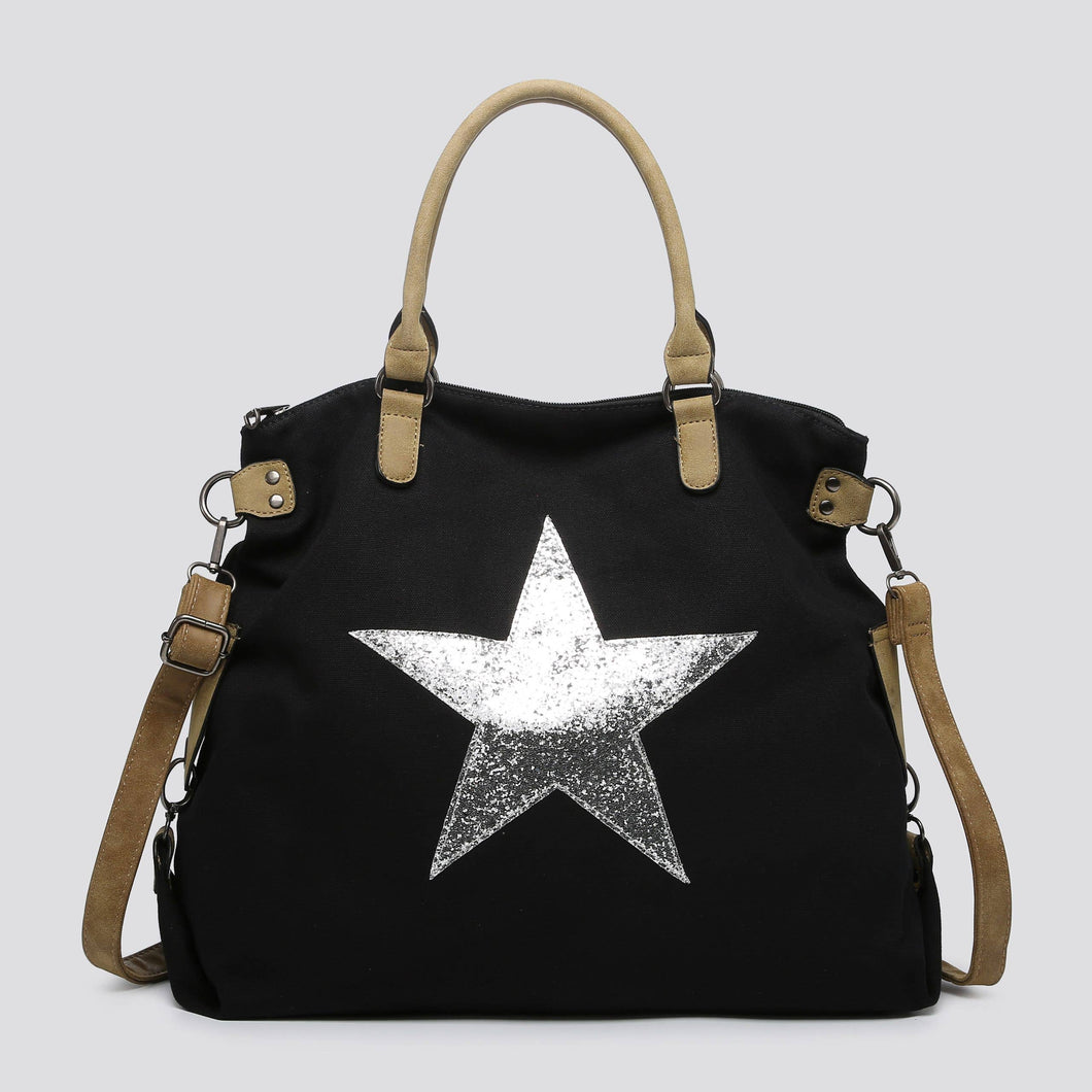 2253 Large Canvas Star Bags: BLACK