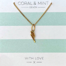 Load image into Gallery viewer, Gold Lightning Bolt charm necklace