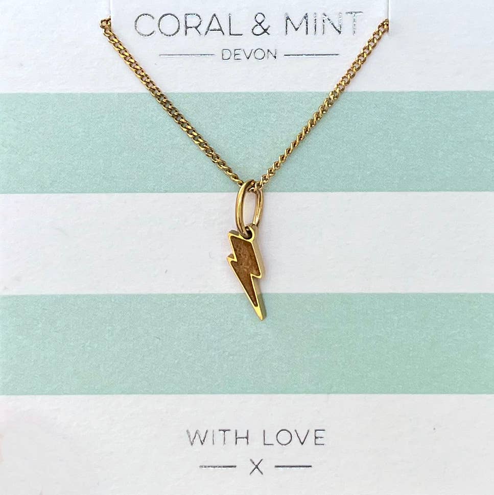 Gold Lightning Bolt charm necklace