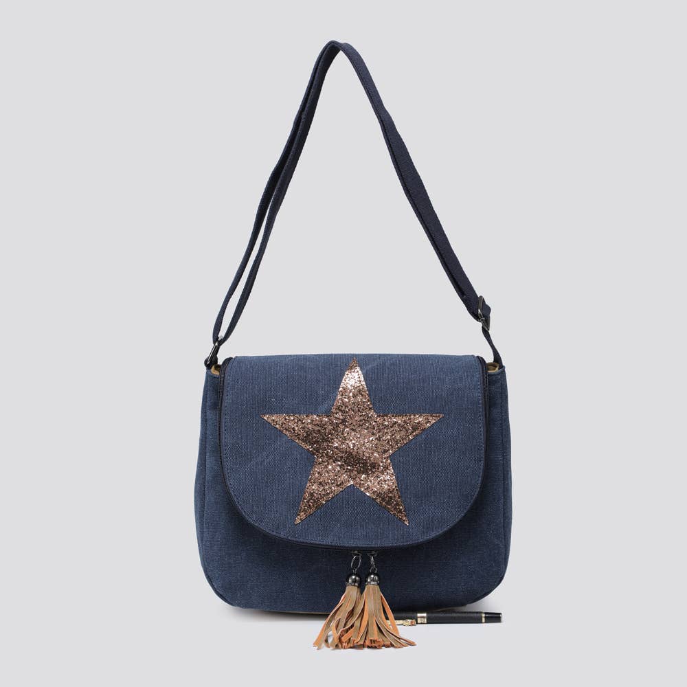 2254 Canvas Star Crossbody Bag: NAVY