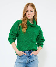 Load image into Gallery viewer, Remarkable Roll Neck Diamond Knit Jumper: Green / 16