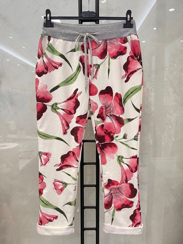 Italian Tulip Print Jersey Joggers Pink Plus