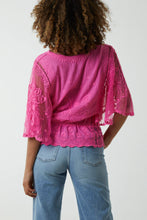 Load image into Gallery viewer, Floral Lace Sleeve Butterfly Blouse Pink