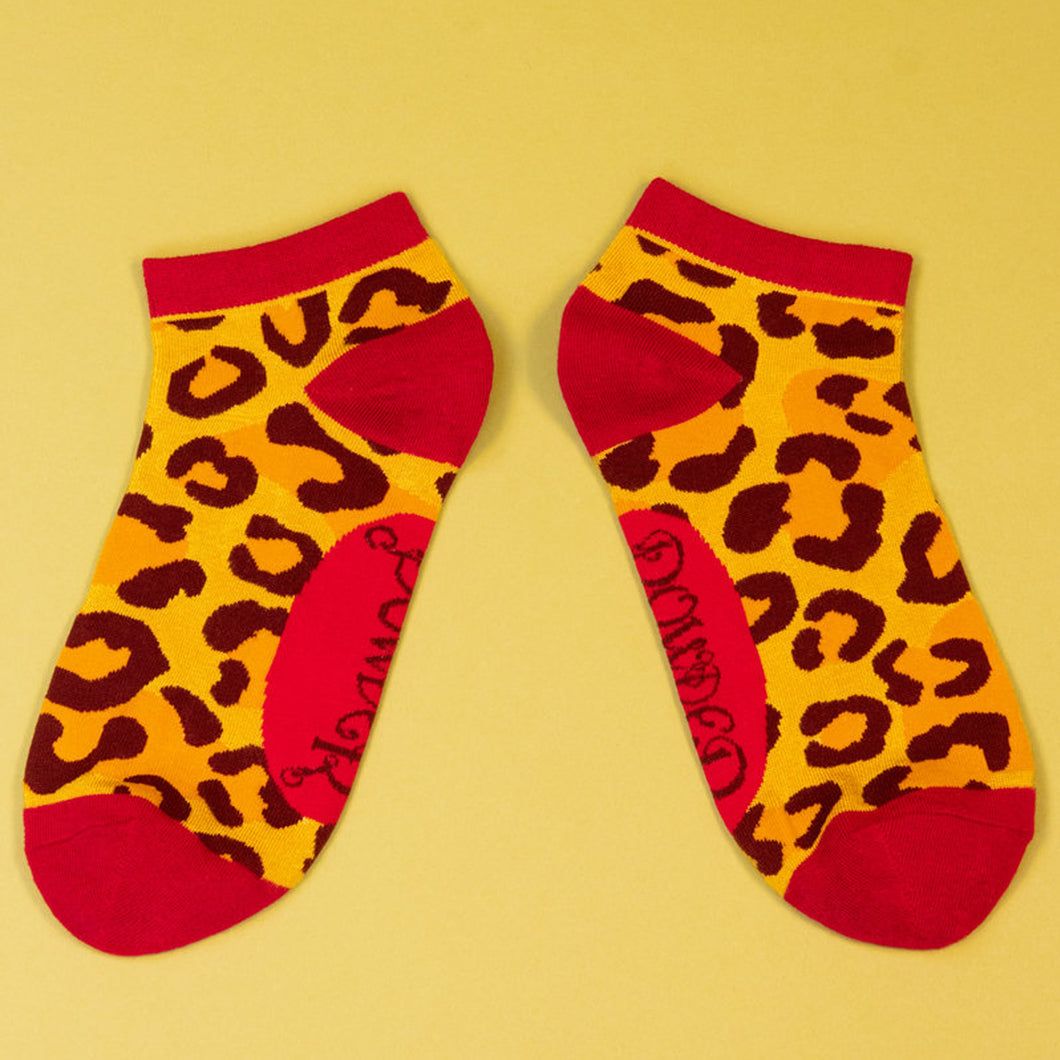Powder Leopard Print Trainer Socks