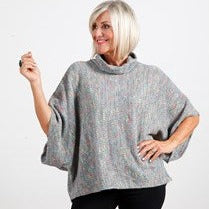 Goose Island Light Grey Fleck Poncho Jumper