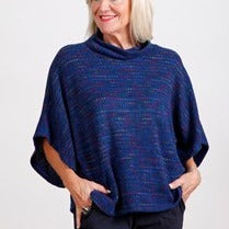 Goose Island Royal Blue Fleck Poncho Jumper