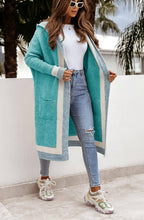 Load image into Gallery viewer, Bahira Longline Colour Block Knitted Cardigan-Turquoise