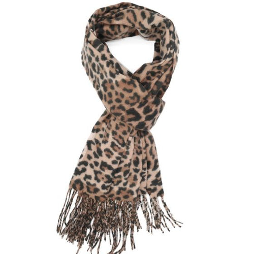 Brown Leopard Scarf
