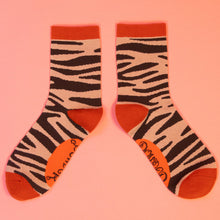 Load image into Gallery viewer, Powder Zebra Print Ankle Socks