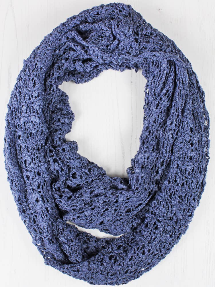 AF6902BLU POPCORN INFINITY SCARF - DENIM BLUE