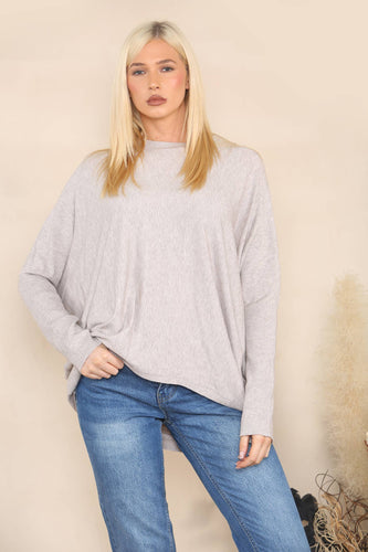 Dropped hem relaxed jumper: Taupe