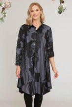 Load image into Gallery viewer, Saloos Abstract Print Button Through Shirt Dress Grey