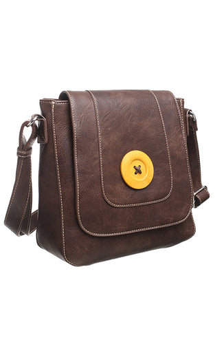 CLASSIC FLAP OVER WOODEN BUTTON CROSS BODY BAG