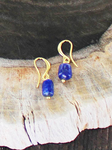 GP433LP SIMPLE LAPIS LAZULLI DROP EARRING [GOLD PLATE]