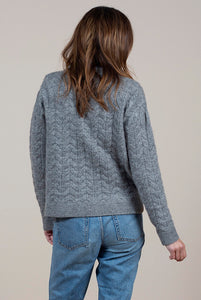 Lily & Me Mid Grey Ridgemont Cable Knit Cardi