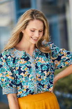 Load image into Gallery viewer, Lily &amp; Me Lotus Blouse Top Iris Mix and Match Navy