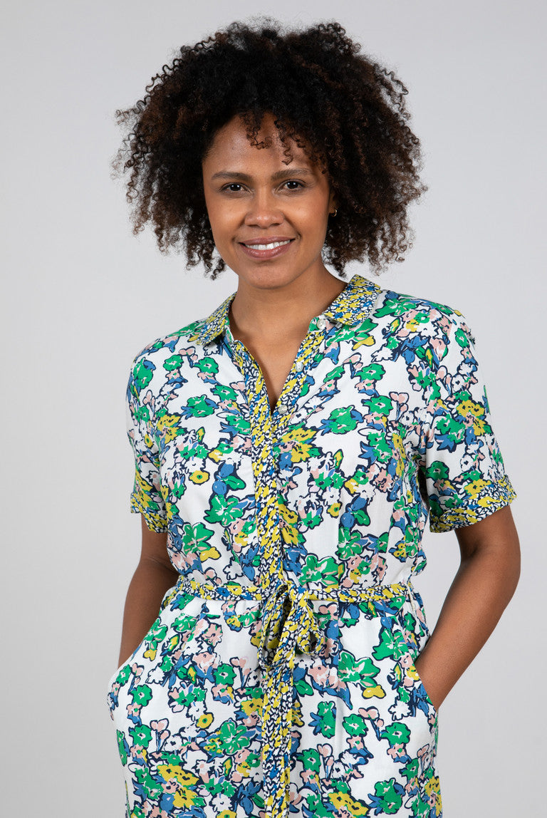 Lily & Me Casueway Midi Dress Iris Mix and Match White